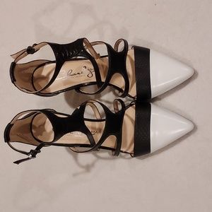 Women's Charly Amar Leather Black & White Dress High Heels  Size 9